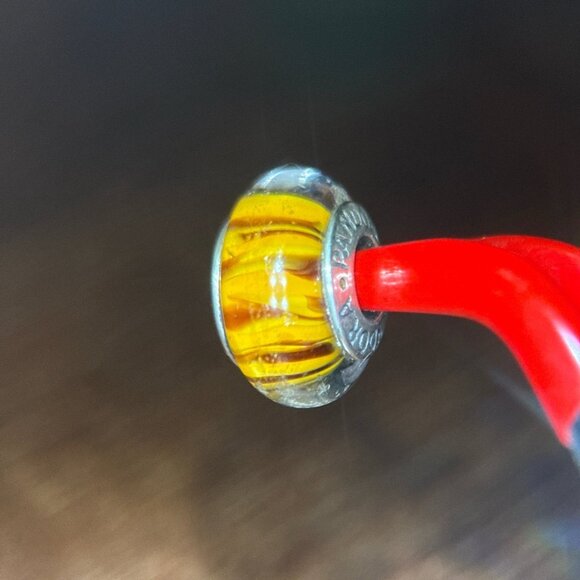 Pandora Brown/Yellow Striped Murano Charm - Picture 4 of 4